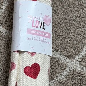 Season of Love Cotton Rug with Red Hearts